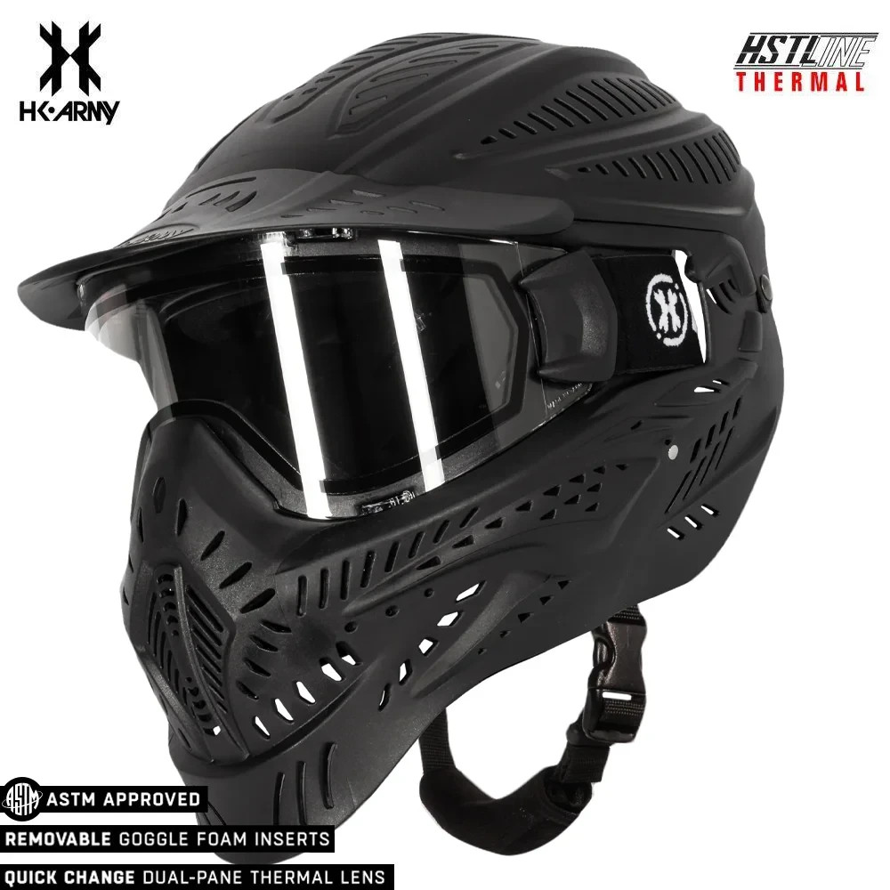 NEW HK Army HSTL Headguard Thermal Paintball Mask - Black w/ Clear Lens