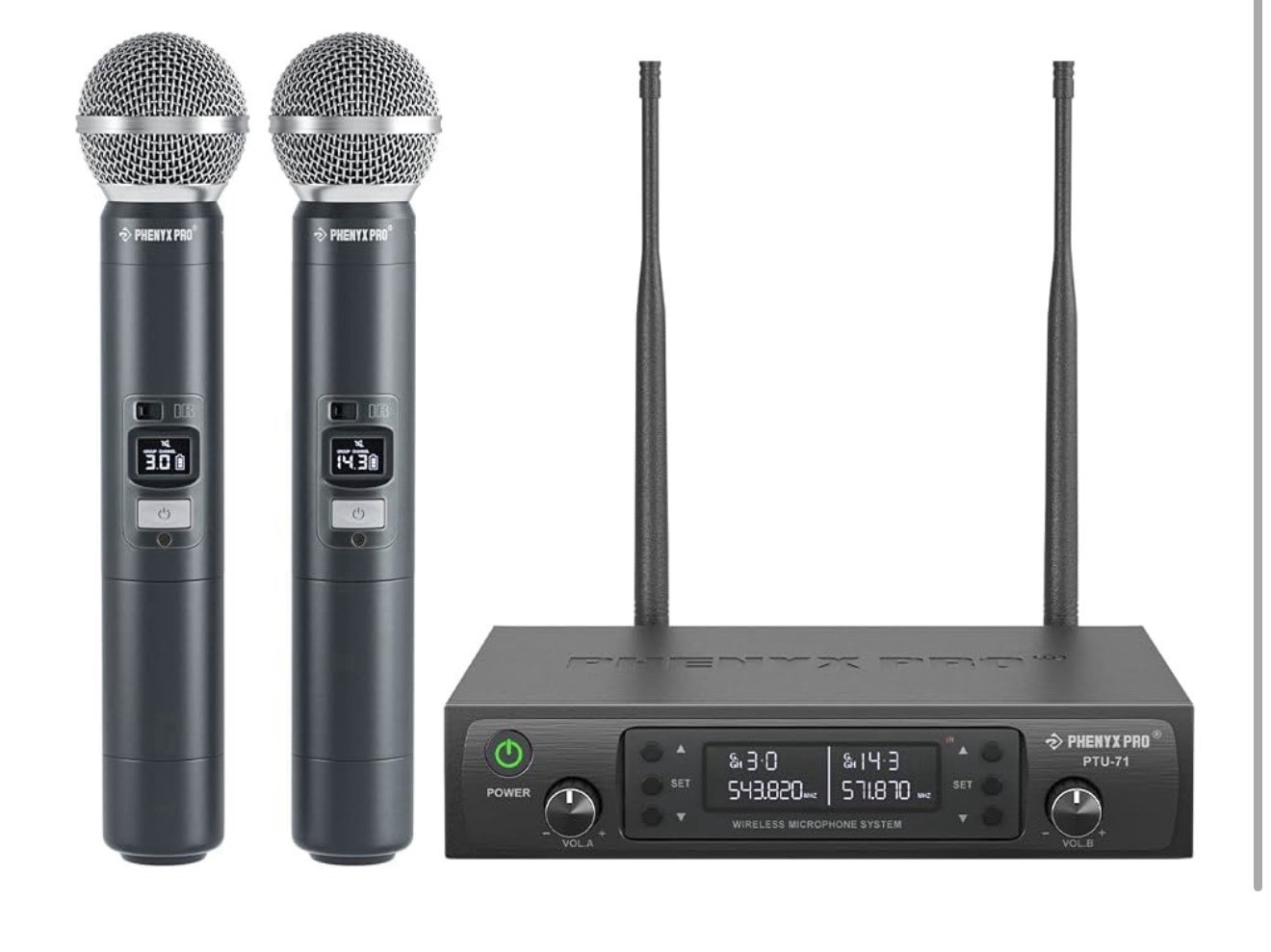 Phenyx Pro PTU-71-2H UHF Dual-Channel Wireless Handheld Microphone System