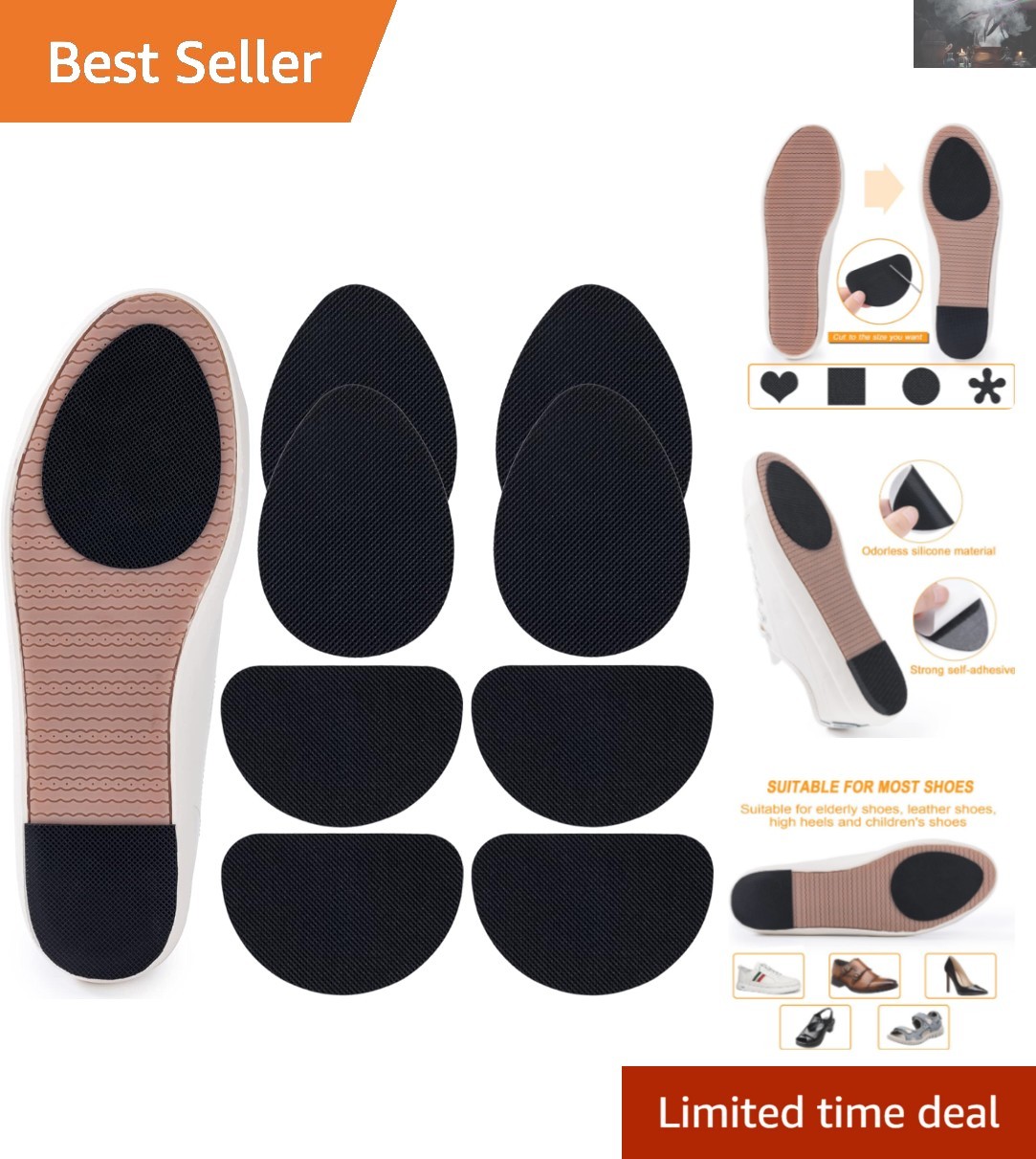 Pain Relief Non-Slip Shoe Pads – 8 Pcs Silicone Grips for Comfort & Safety