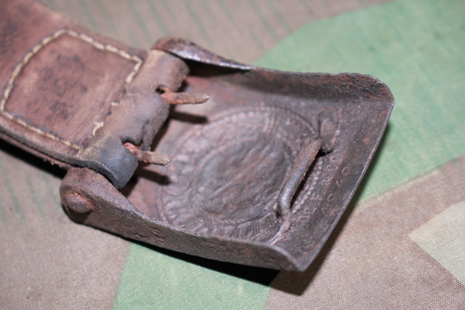 ORIGINAL WW2 GERMAN ARMY WEHRMACHT HEER BELT WITH STEEL BUCKLE DENAZIFIED 1940