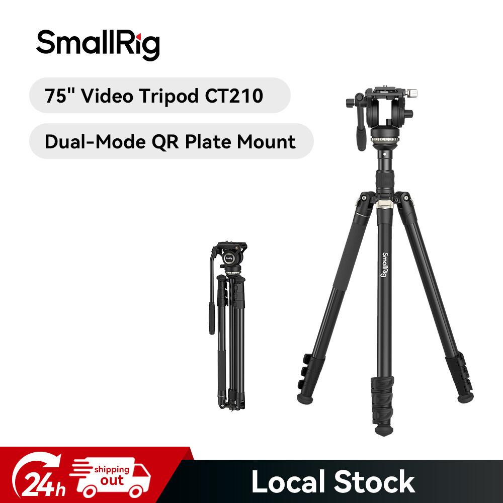 SmallRig Video Tripod CT210, 75" Video Camera Tripod Monopod w/ Fluid Head 4475