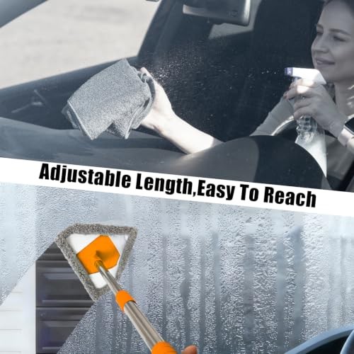 Windshield Cleaner Tool - Car Window Squeegee with 4 Reusable Microfiber Pads