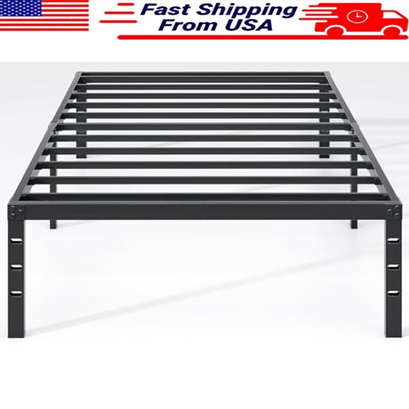 Sturdy Twin Metal Bed Frame Heavy Duty Storage Space Squeak Resistant Design New