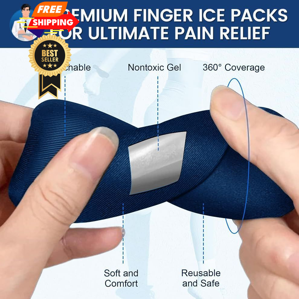 Simplation Trigger Finger Splint and Ice Pack (2+2 Set) for Pain One Size