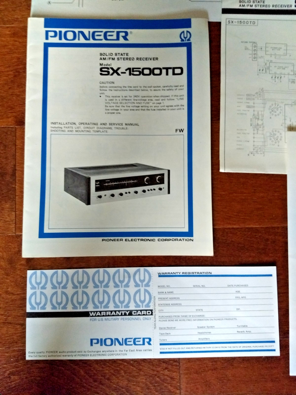 Manual Fold Out & Schematic= Pioneer Solid State AM/FM Stereo Receiver SX-1500TD