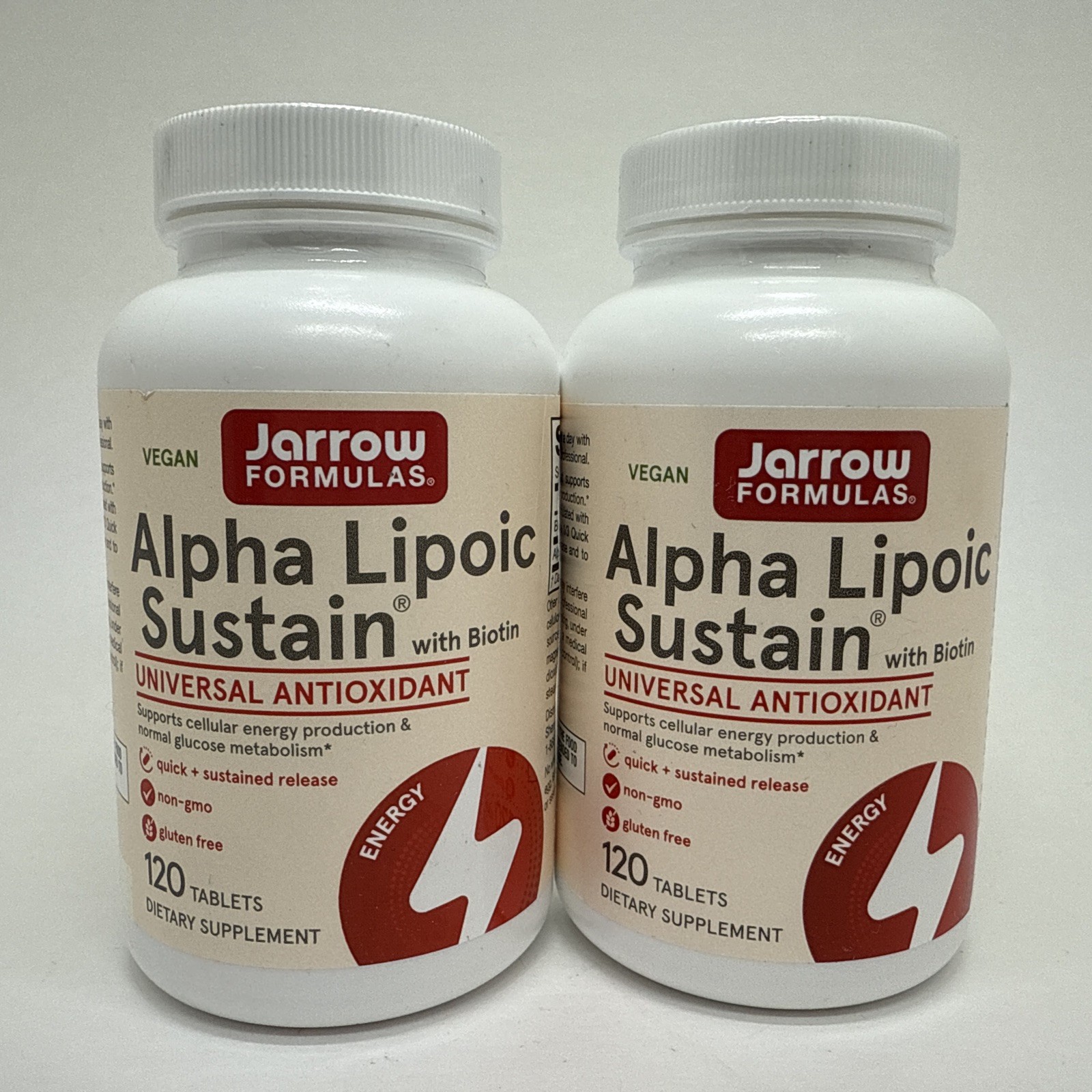 2 Jarrow Formulas Vegan Lipoic Sustain 120 Tablets Each (240) Exp 06/27