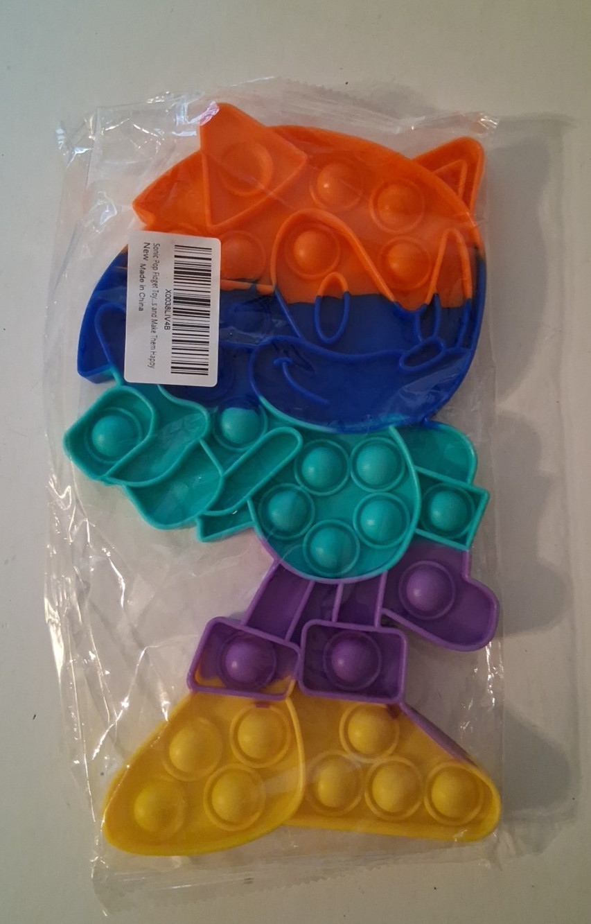 Sonic the Hedgehog fidget Rainbow pop-it toy New 10 inch