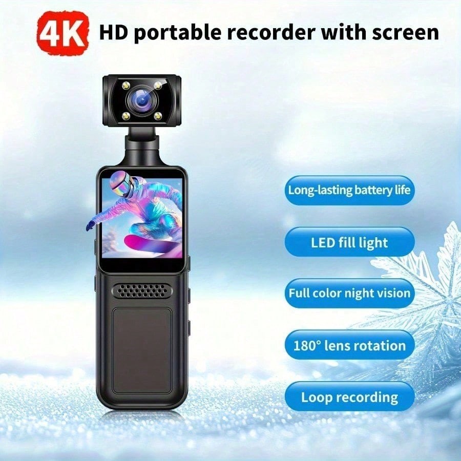 4K Ultra HD Swivel Lens Action Camera - Touch Screen Loop Recording & Night-FGQA