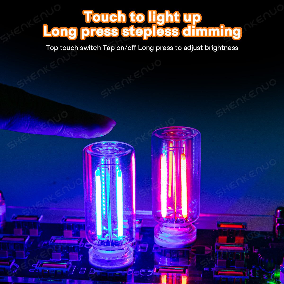 Touch Control Car USB LED Blue Light Atmosphere Night Light Dimmable New