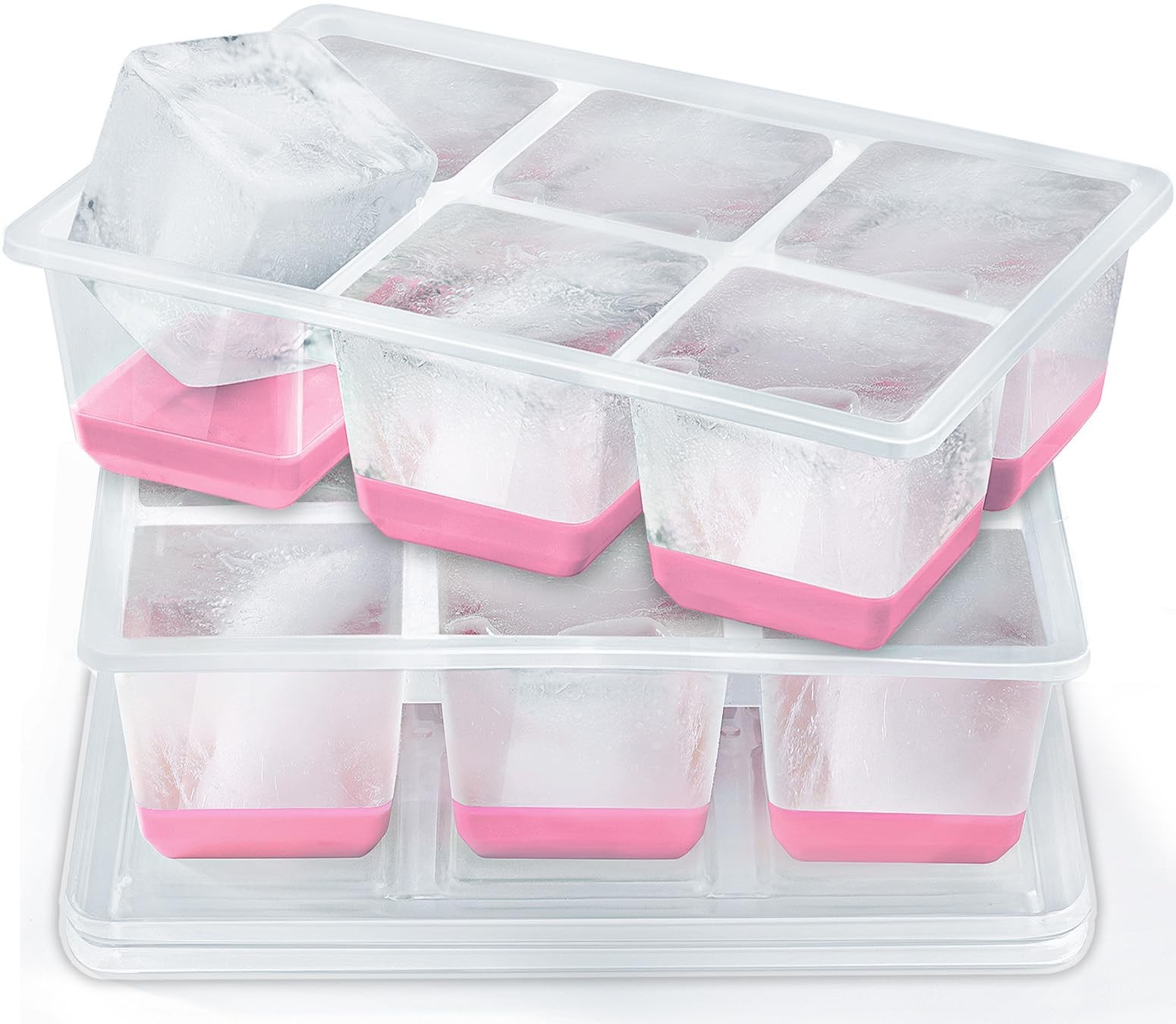 Silicone Ice Trays with Lids for Freezer, 2 Pack
