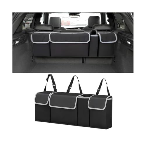 Car Trunk Organizer, Auto Waterproof Sturdy Backseat Hanging Large Black