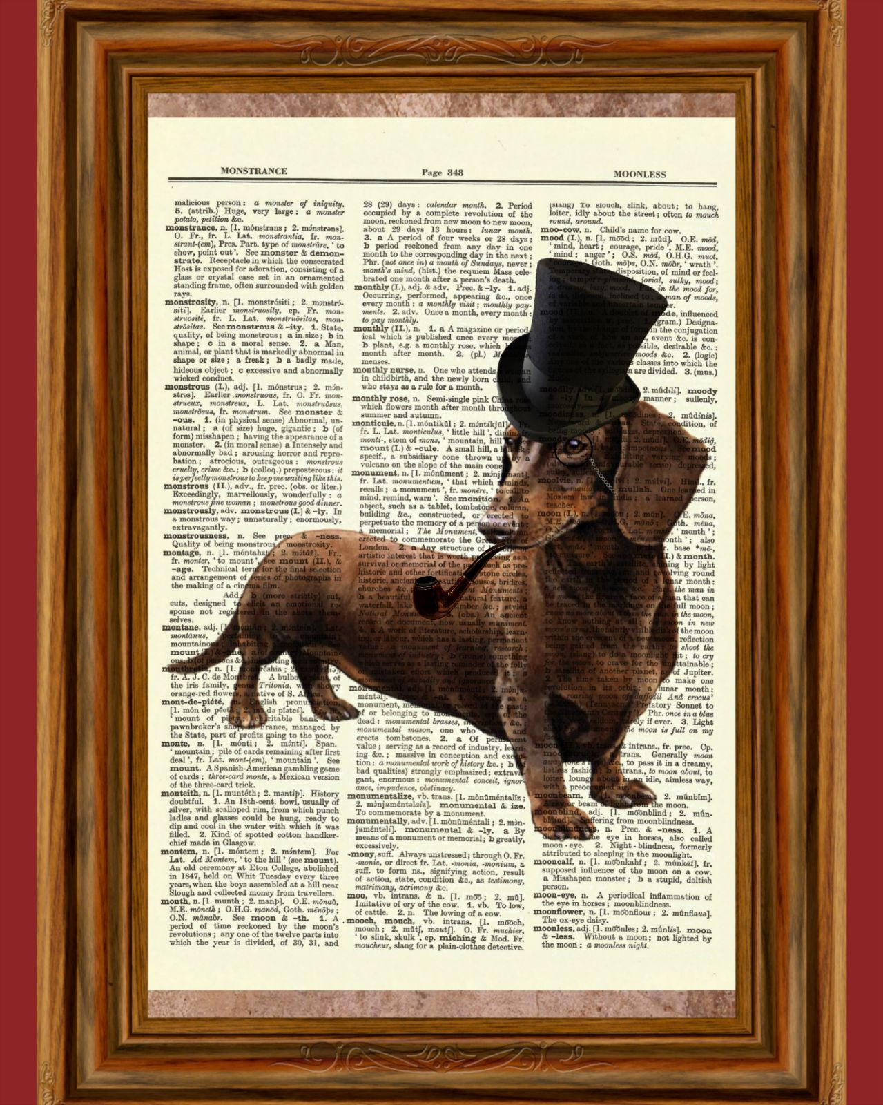 Steampunk Dachshund Wiener Dog Dictionary Curious Art Print Poster Picture OOAK