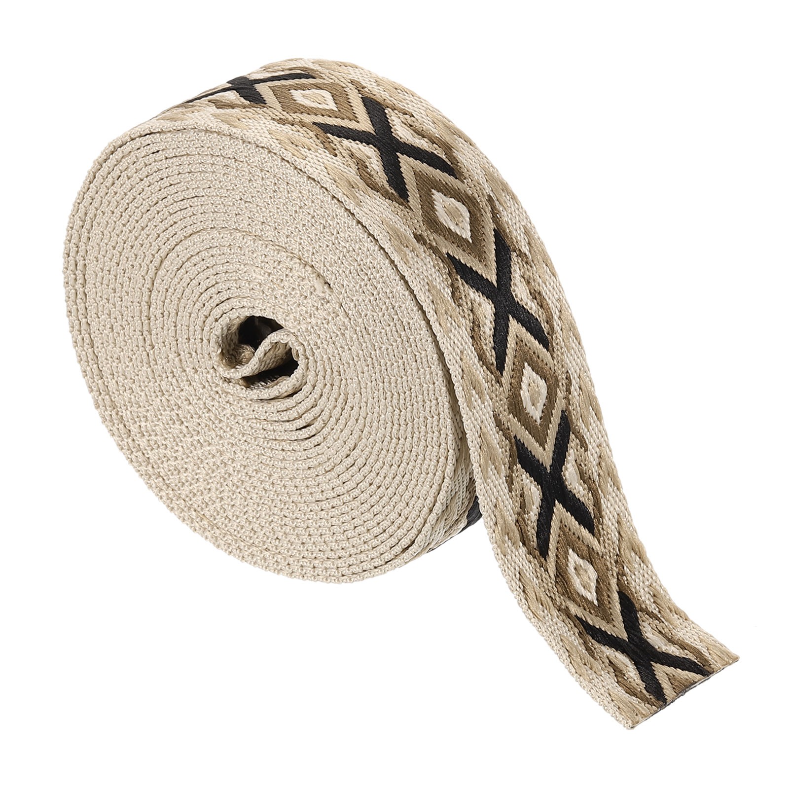 5Yards Cotton Webbing Strap 38mm Jacquard Webbing Purse Strap Khaki-Coffee
