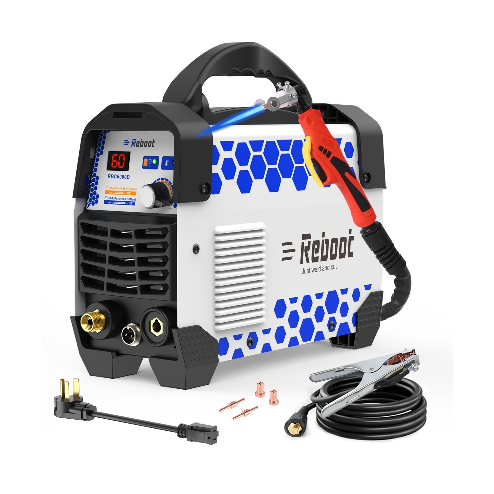 Reboot 60A Plasma Cutter Dual Voltage 120V/240V, 1/2" Clean Cut IGBT Inverter...