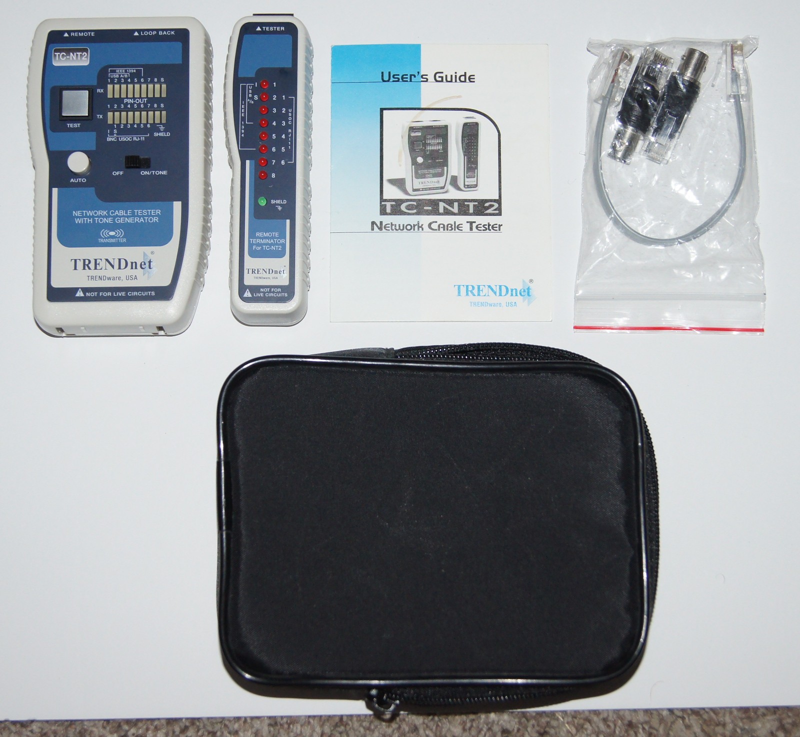 Trendnet TC-NT2 Network Cable Tester  & Remote + Case and Test Adapterrs and Man