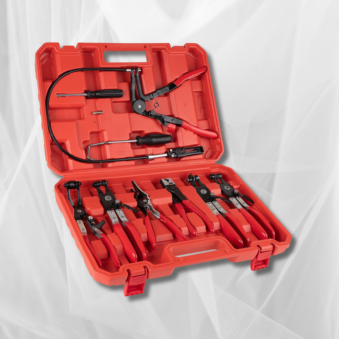 9PCS Hose Clamp Clip Plier Set Swivel Jaw Flat Angled Band Automotive Tool Set