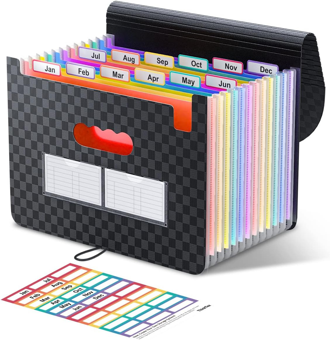 Organizador de archivos con 12 bolsillos para documentos carta a4 con etiquetas