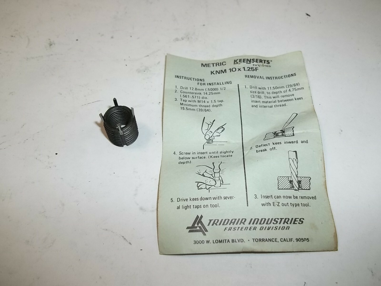 KEENSERTS THREAD REPAIR INSERTS KNM 10X1.25F 20-KTRI jh