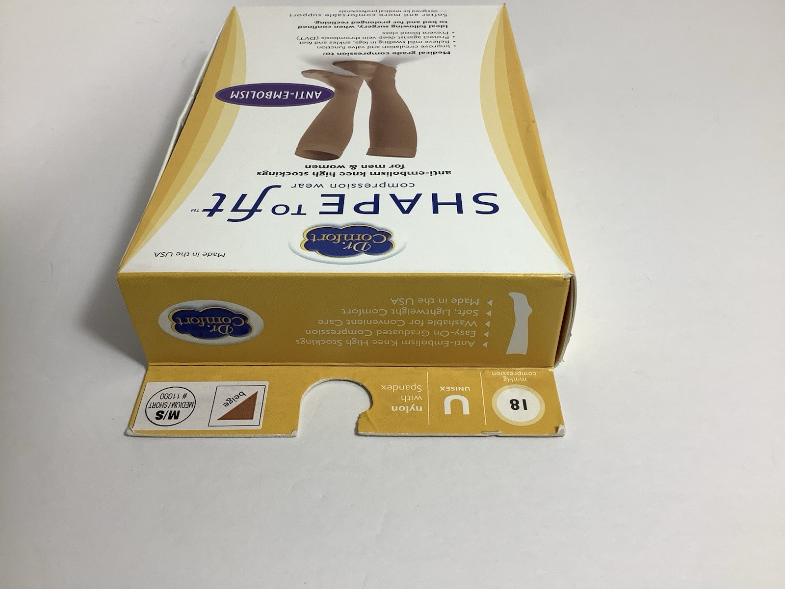 Shape to Fit 18 mmHg KNEE High Compression Stockings UNISEX - MED / SHORT BEIGE