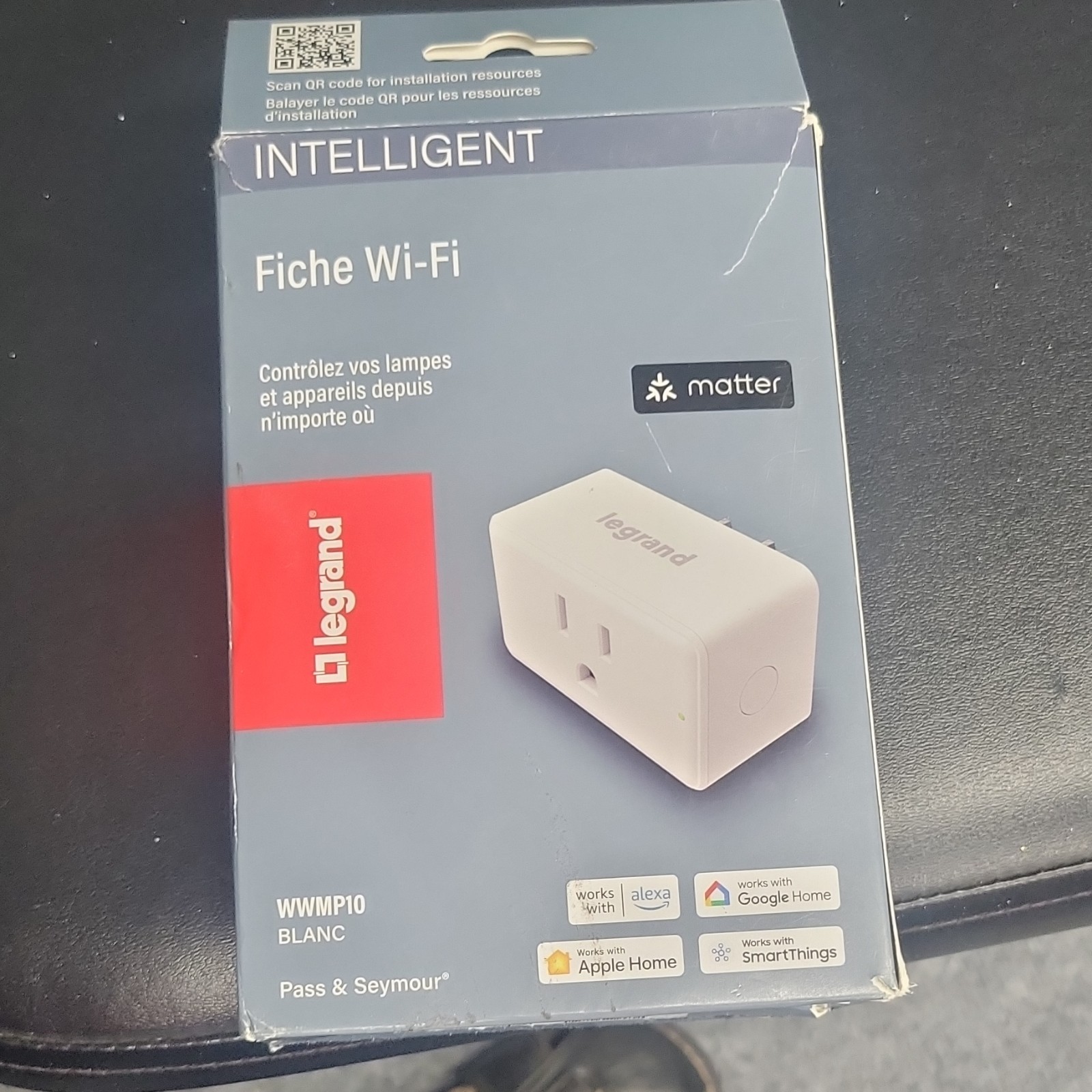 Legrand WWMP10 White Wi‑Fi Matter Smart Plug, App-Controlled, 1 Outlet 15A