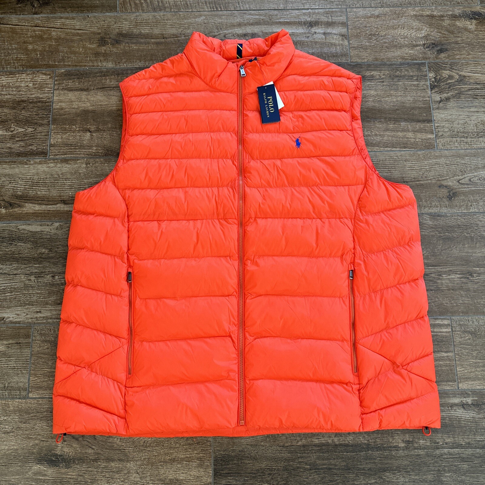 NEW NWT Polo Ralph Lauren Men's Packable Quilted Down Vest Orange XL