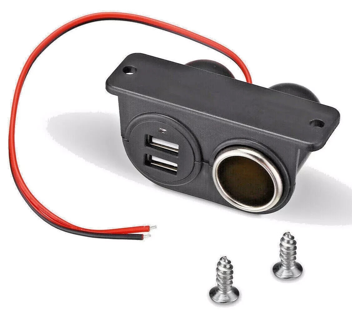 12V Car Cigarette Lighter Socket Splitter Dual USB Charger Power Adapter USA