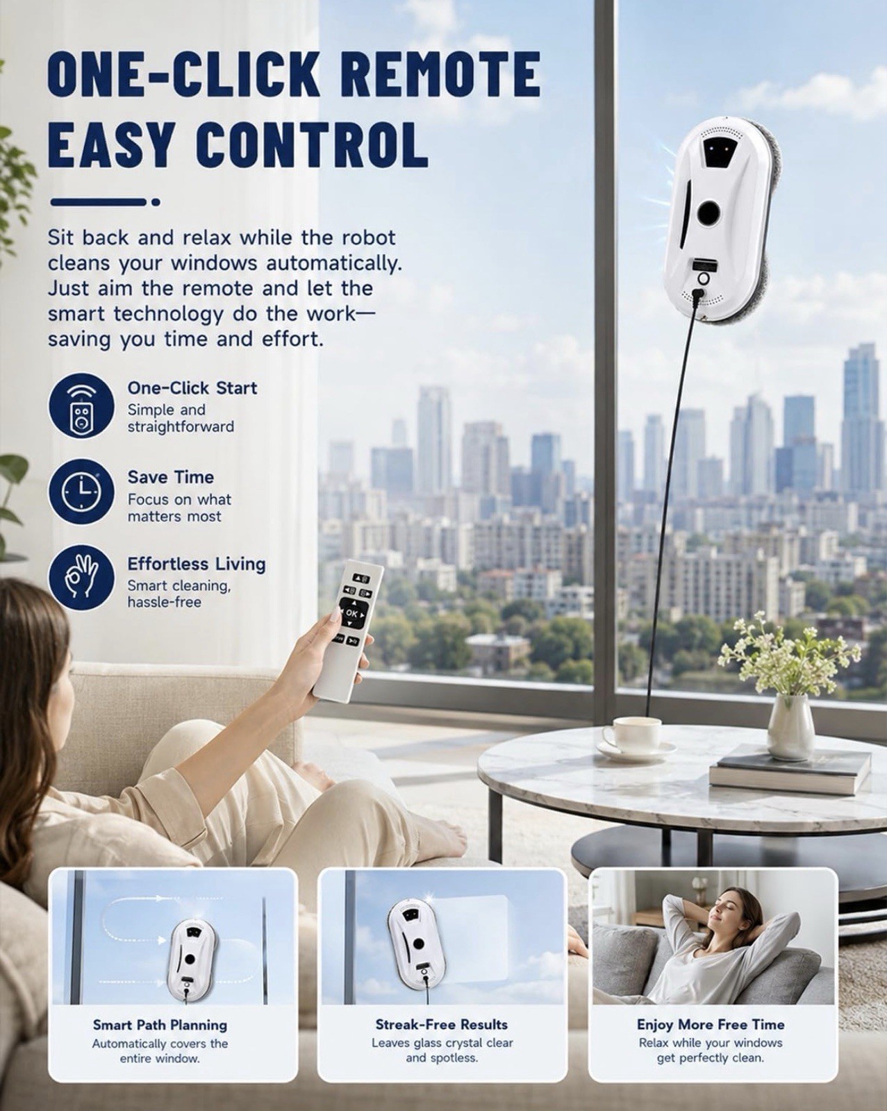 Automatic Window Cleaning Robot Smart Glass Cleaner with Remote Control