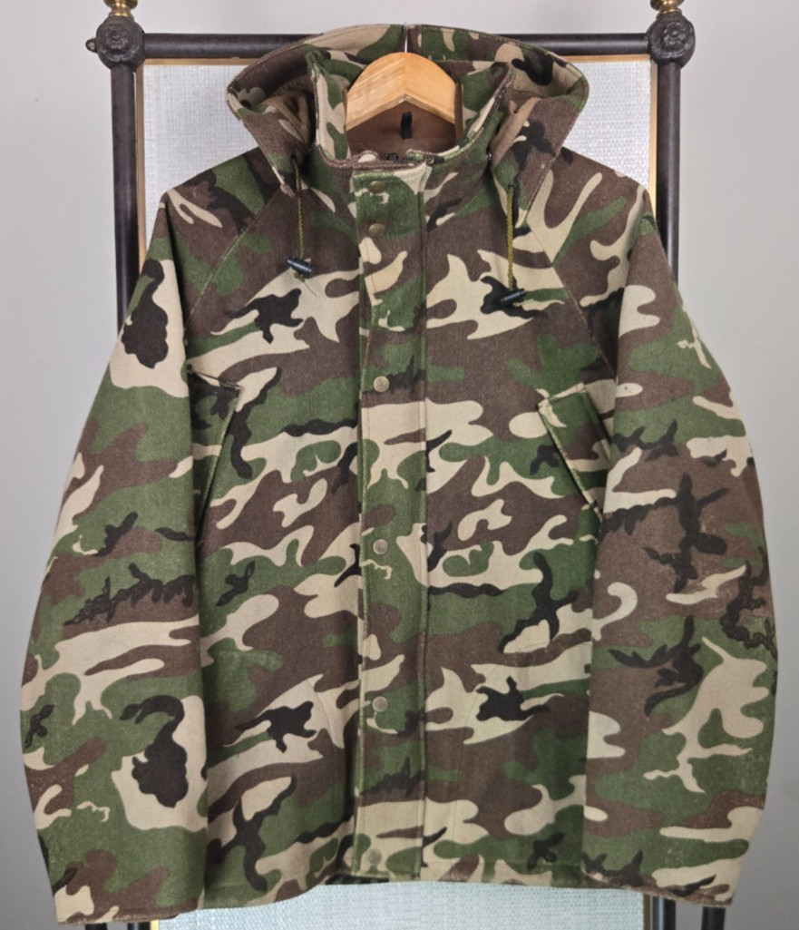 CABELAS VTG Mens GORE TEX Size XL Wool Hooded Jacket Camo Made in USA Lined