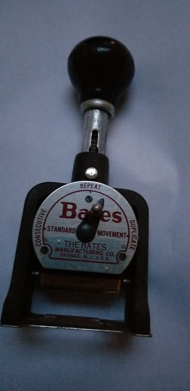 Vintage Bates Numbering Machine 7 Wheel Style E Stamper USA - WORKING