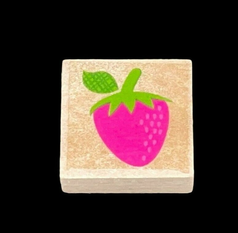 Horizon Group USA Brand STRAWBERRY Wood Mounted Rubber Stamp
