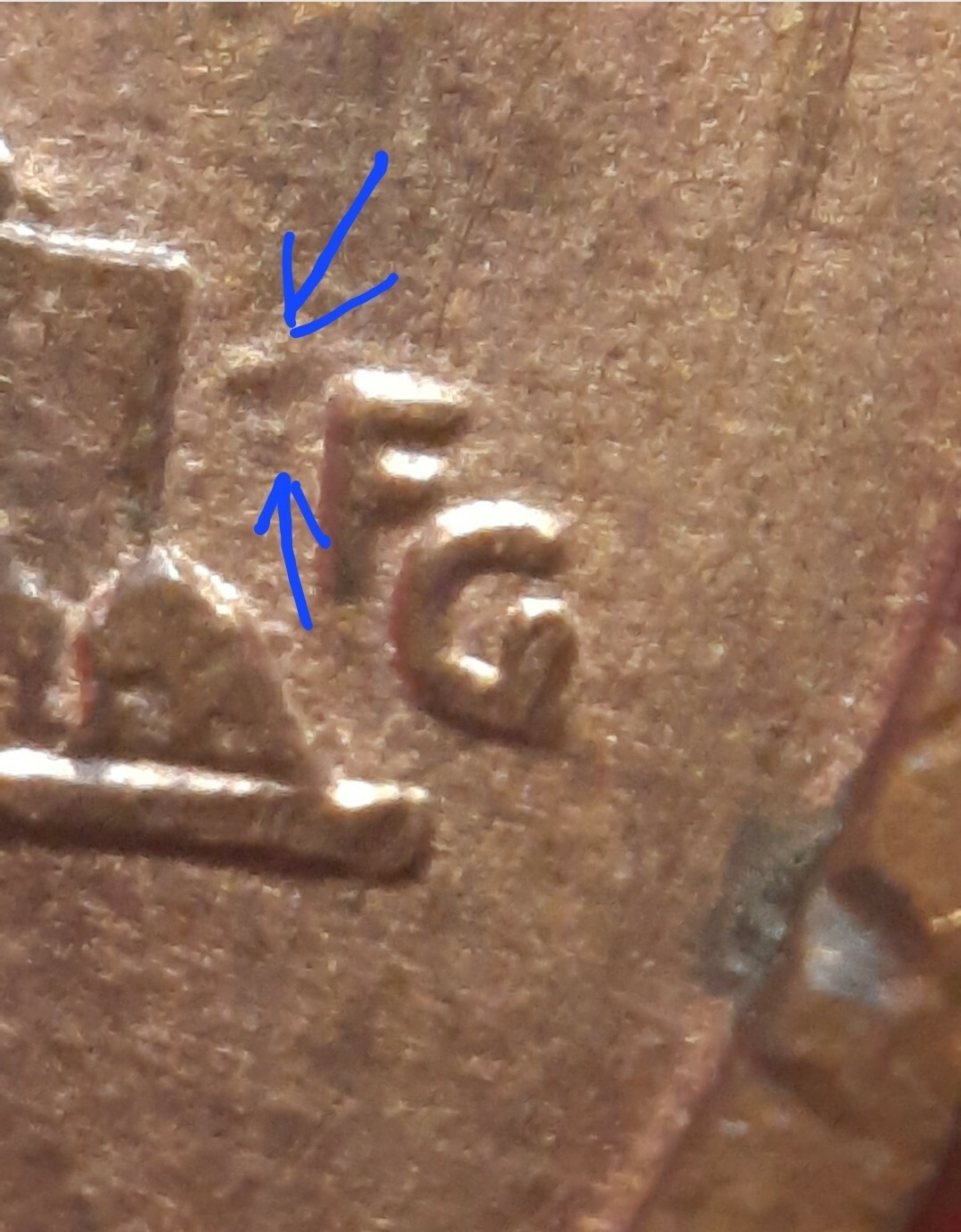 1996 D  double die reverse Error on F in FG Cent #4