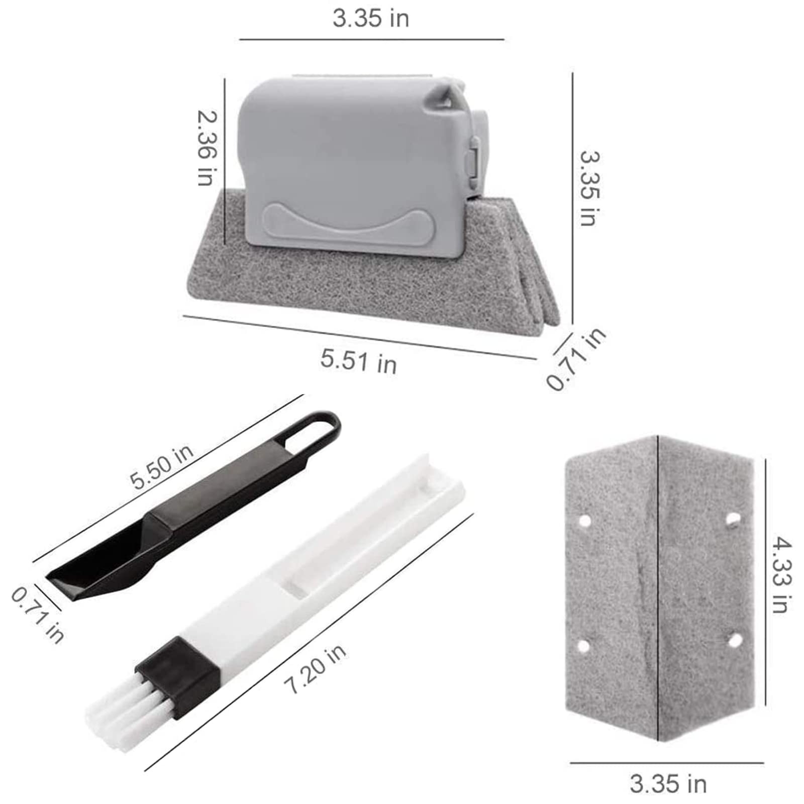 Magic Window Track Cleaner Tool Set - 3 Groove Gap Cleaning Brush + 2 Window ...