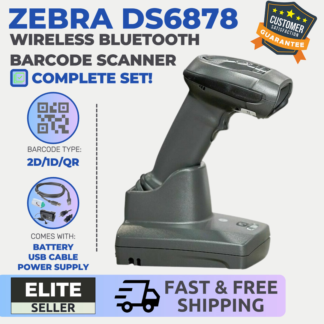 ✅Zebra DS6878 Wireless 2D Barcode Scanner Bluetooth w/ Cradle & New Battery! 🔥⭐