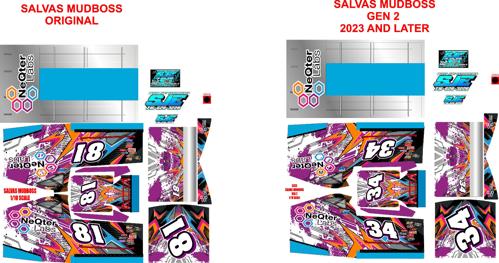 SALVAS MUDBOSS TRAXXAS SLASH SCRIBBLES CUSTOM THEME WRAP KIT