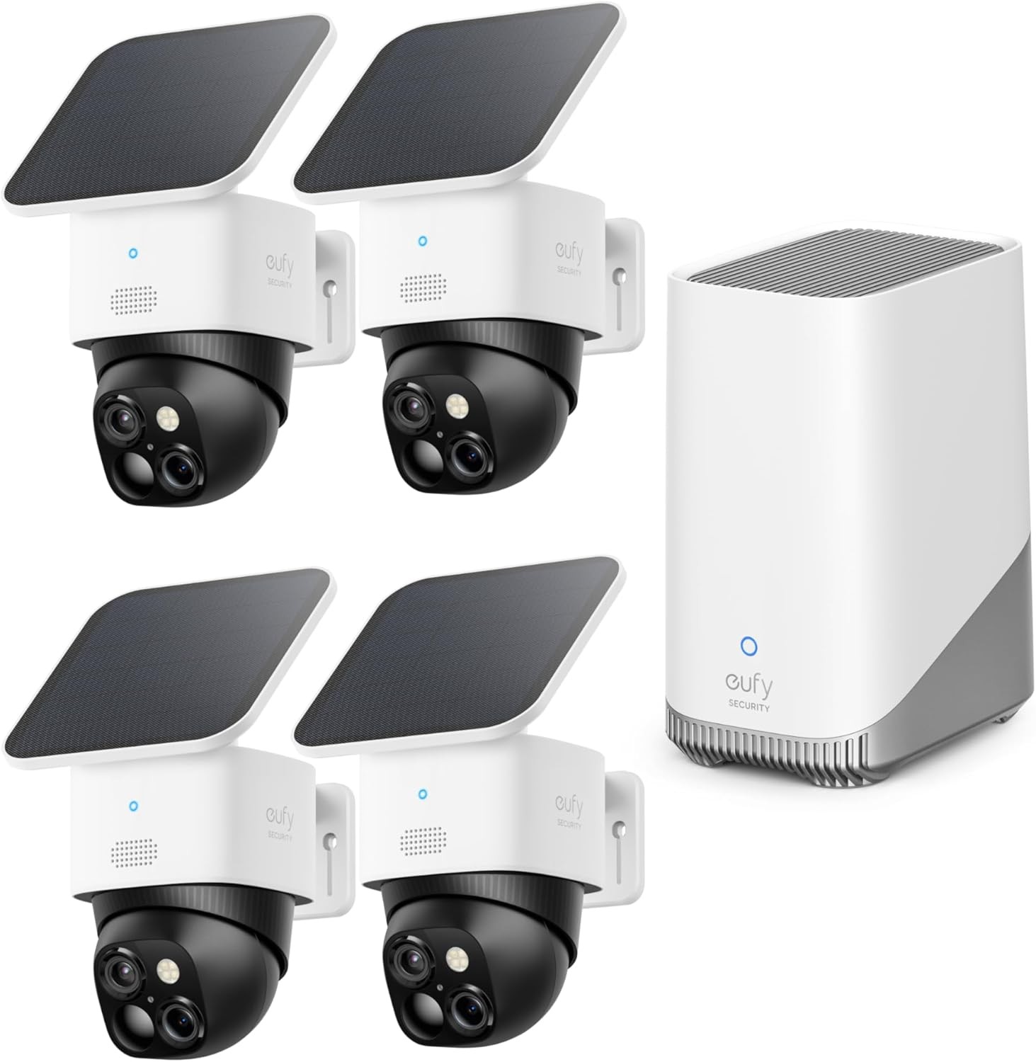 eufy SoloCam S340 Solar Wireless Outdoor Camera 4-Cam Kit 360° Pan & Tilt Wi-Fi