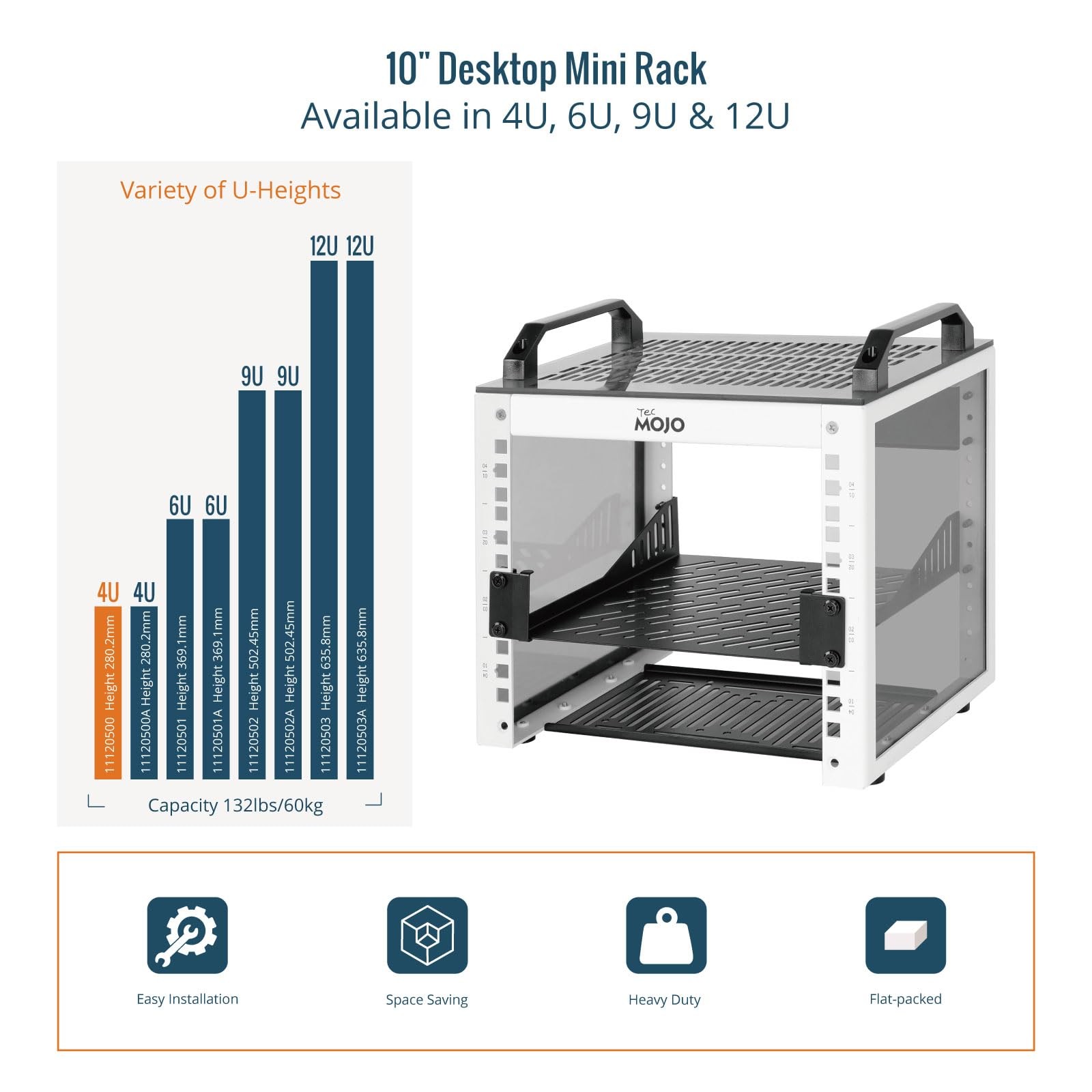 4U Network Rack, 10 inch Mini Server Rack with 2 Side Translucent Panels & 2 ...