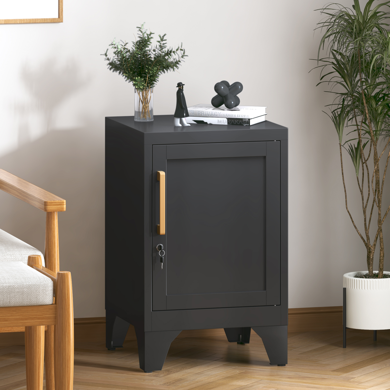 Metal Nightstand Storage Cabinet End Table Cabinet Bedside Boxs Medicine Cabinet