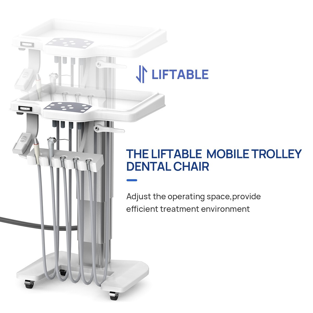 Dental Unit Chair Integral Computer Controlled + Liftable mobile trolley + Stool
