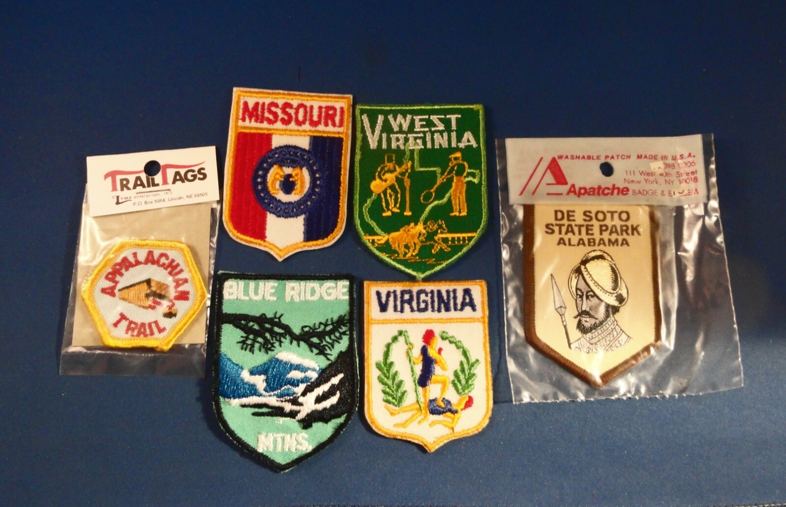 6 Vintage Collector Patches: US Travel Souvenir Issues; Appalachian Trail; ETC