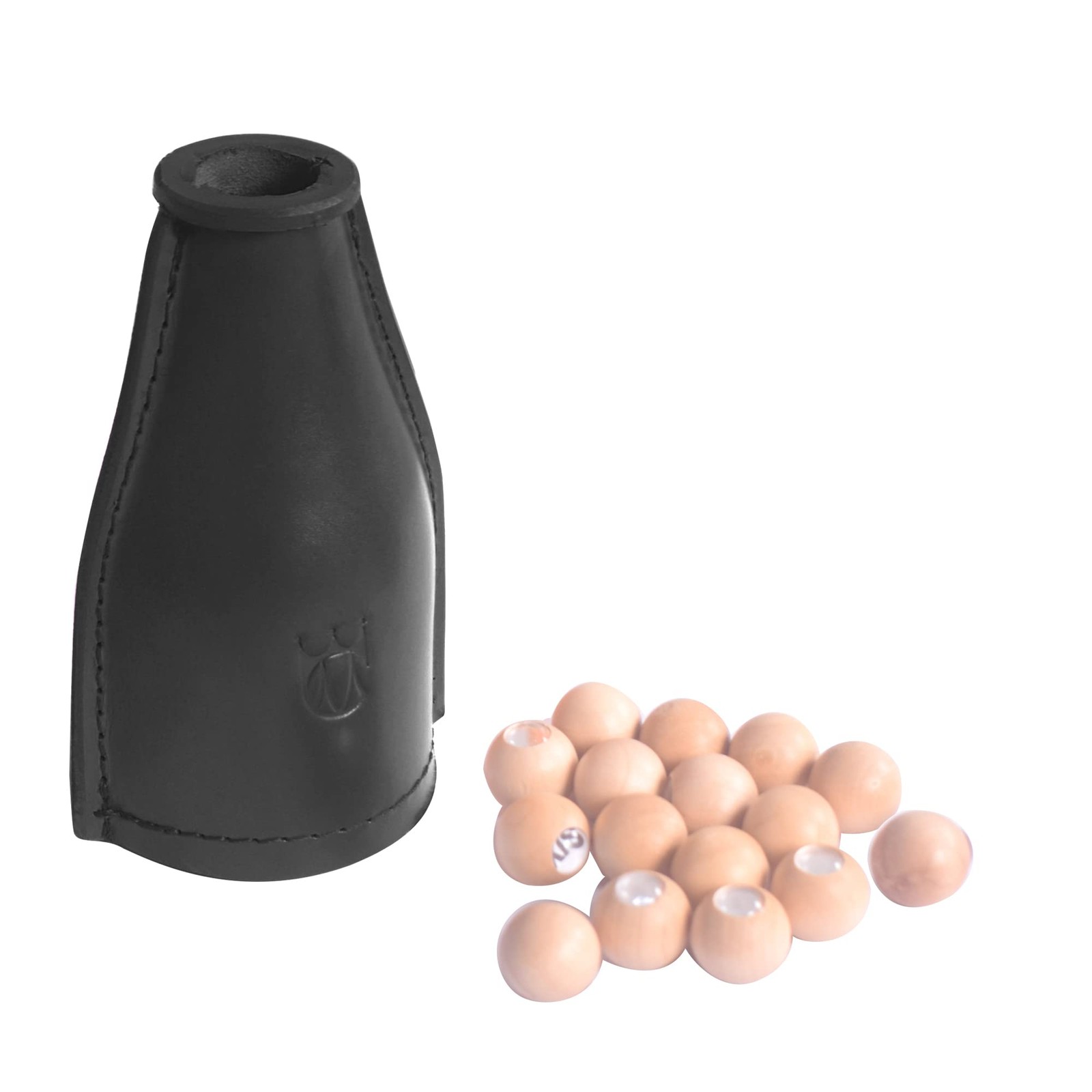 Billiard Black Leather Pool Shaker Bottle, Talley Bottle, Pea Bottle