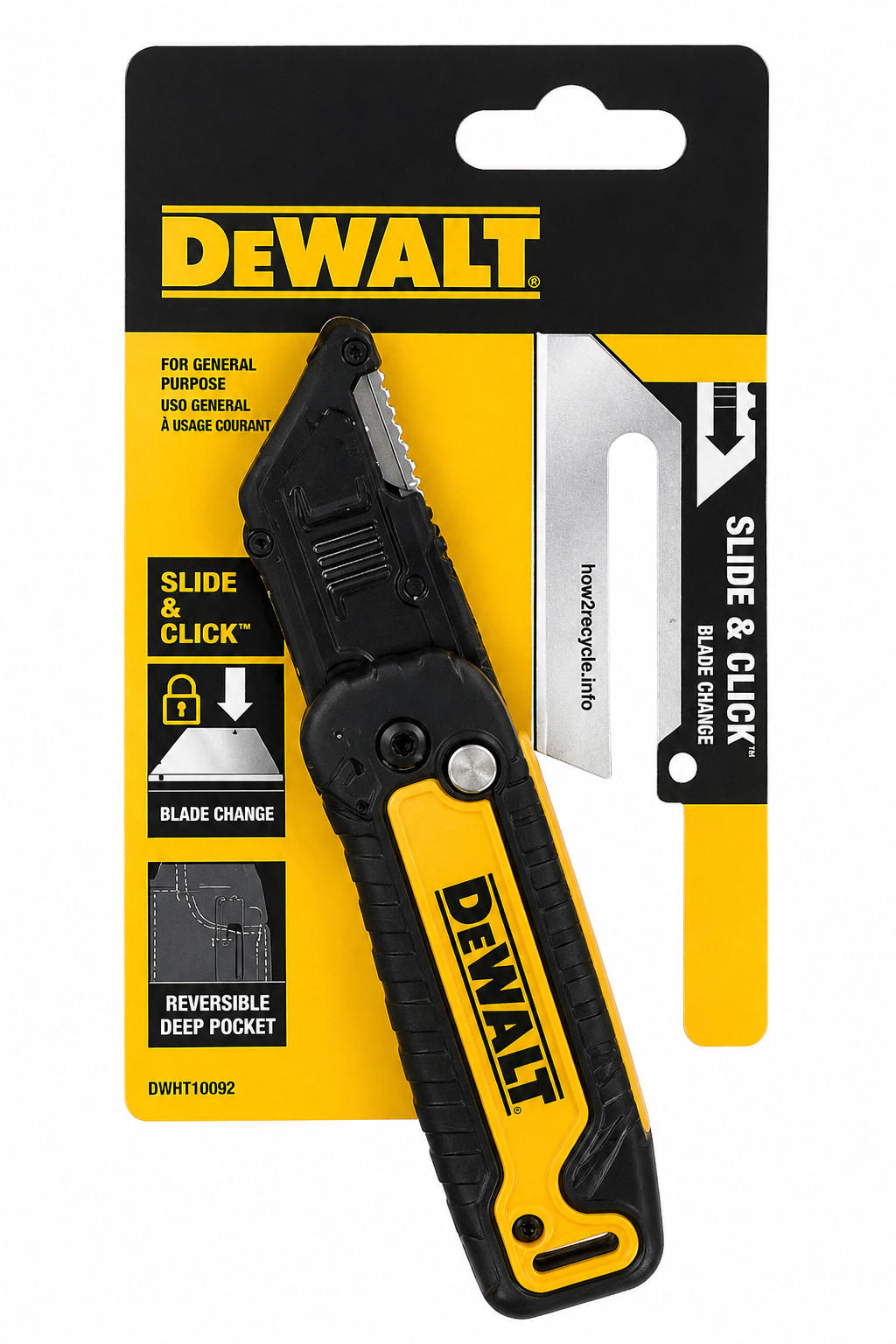 DEWALT DWHT10092 Folding Utility Knife Slide & Click Box Cutter Pocket Clip