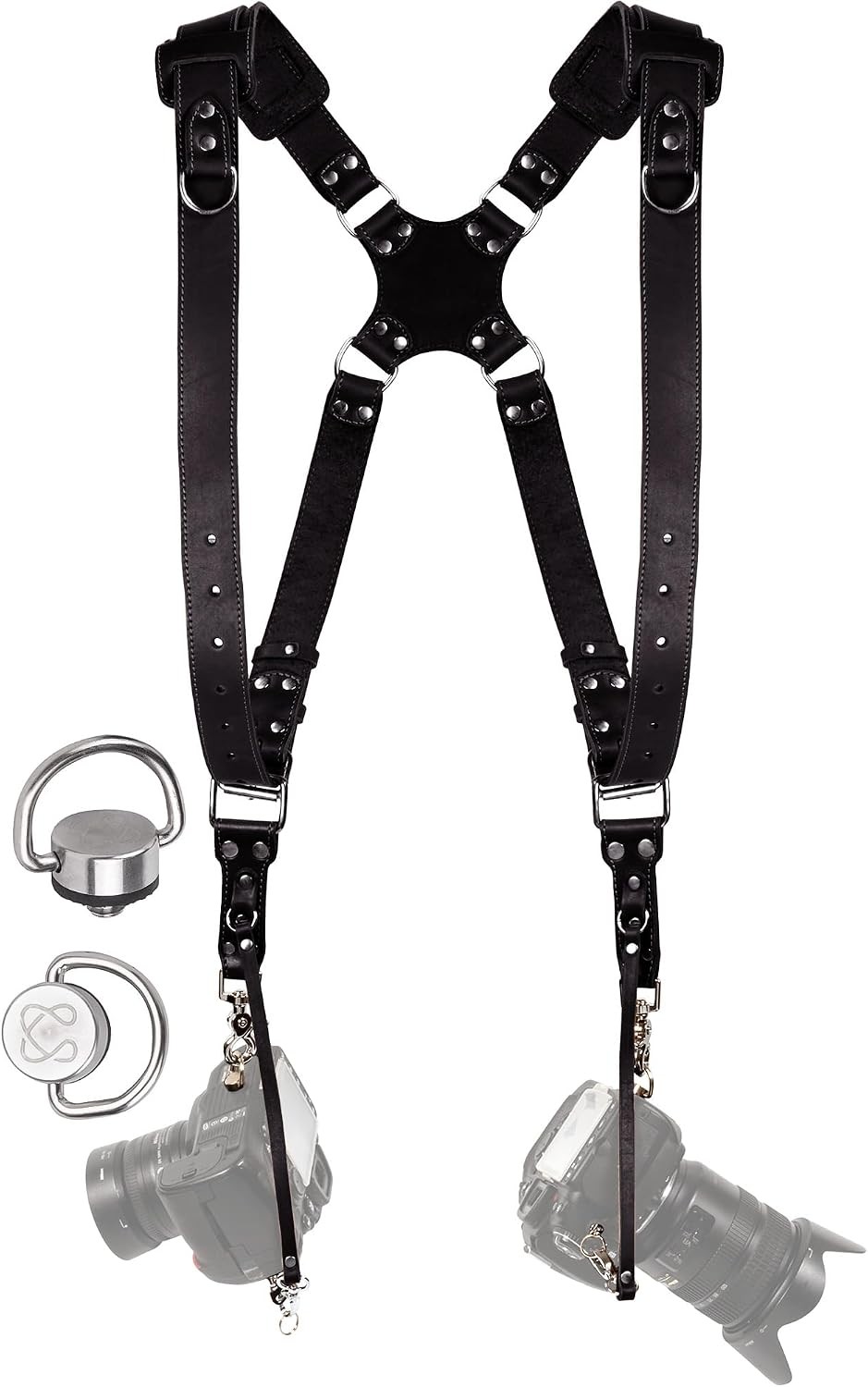 Dual Camera Harness Leather Camera Strap for DSLR SLR, All-Day Comfort