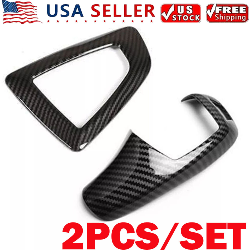 2PCS ABS Gear Shift Knob Panel Carbon Fiber Cover For BMW X3 X4 F20 F30 F22 F32