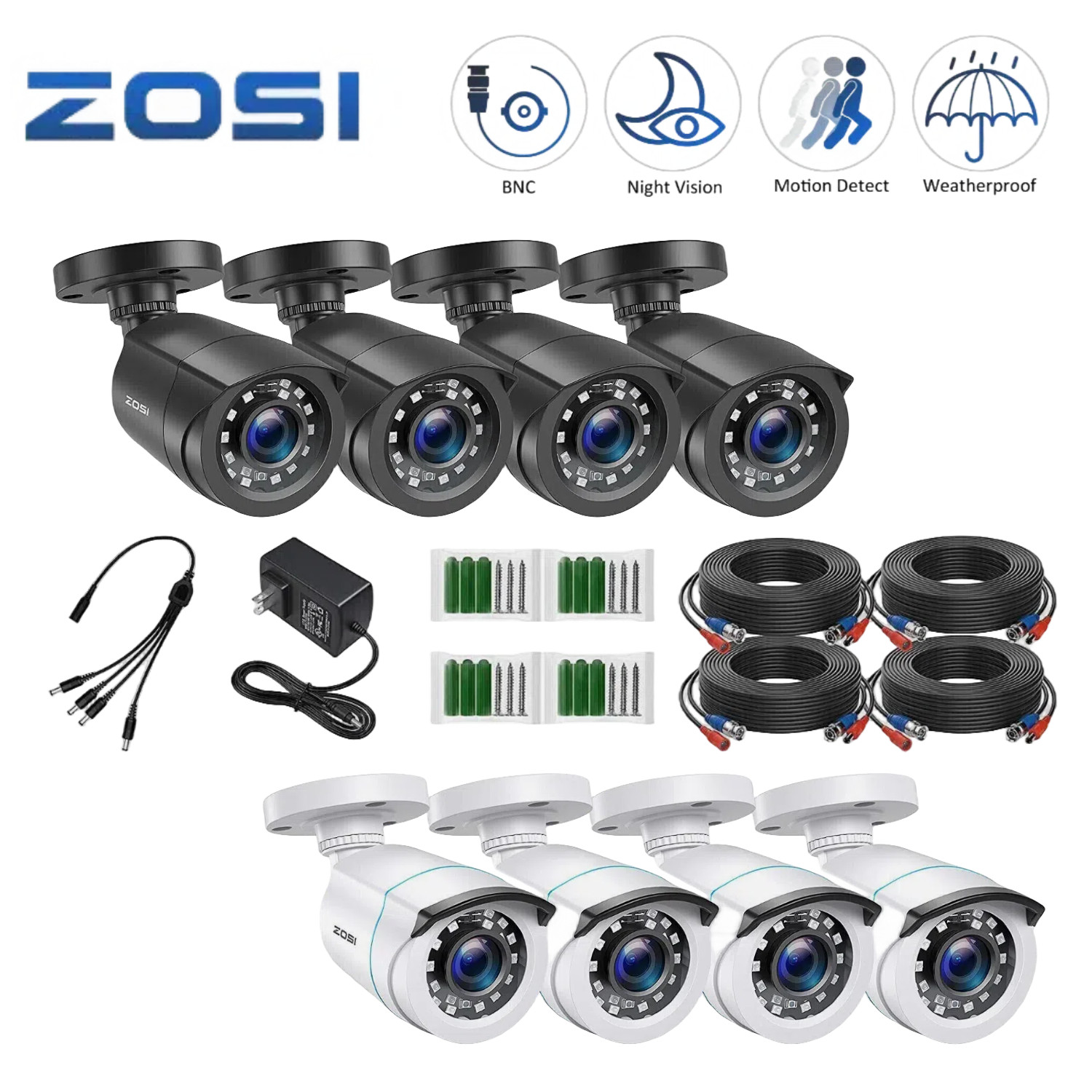 ZOSI 4X1080P HD Security Surveillance CCTV Outdoor Cameras 24/7 Recording