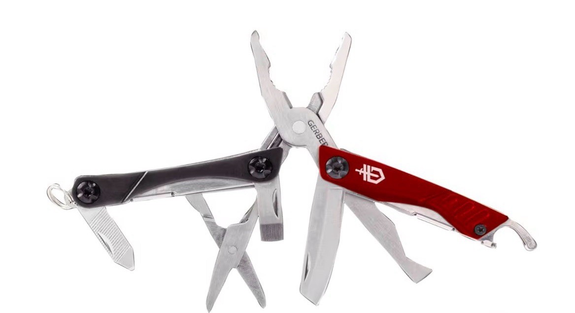 Gerber Dime Multi-Tool Red/Black - Folding Pliers, Scissors, Bottle Opener