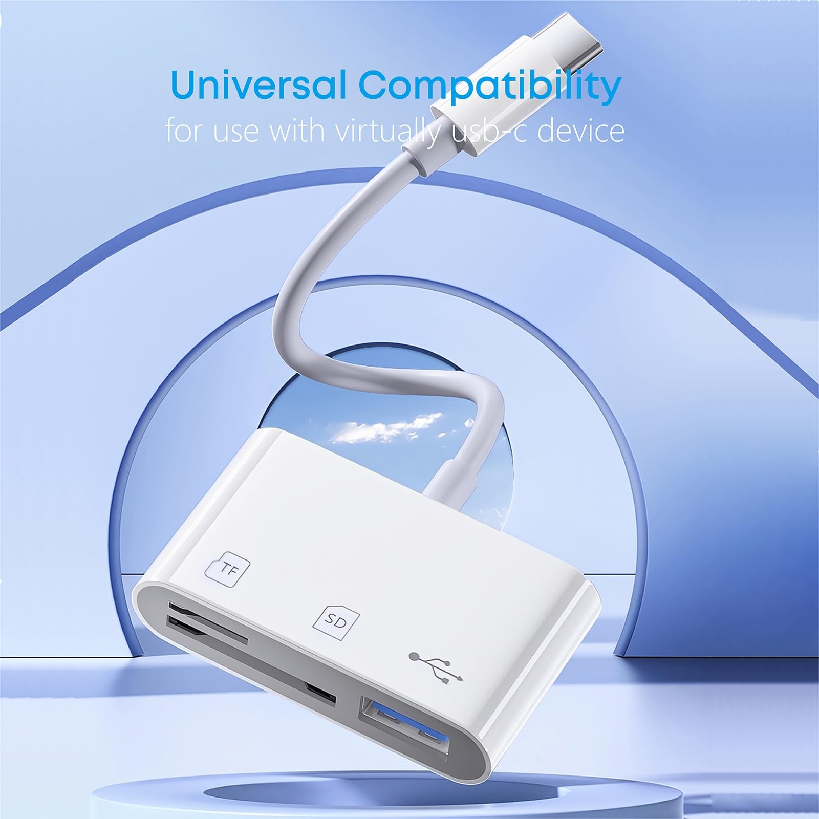 USB C SD/TF Card Reader - 3 in 1 Type C to TF/SD/USB Disk Reader Adapter