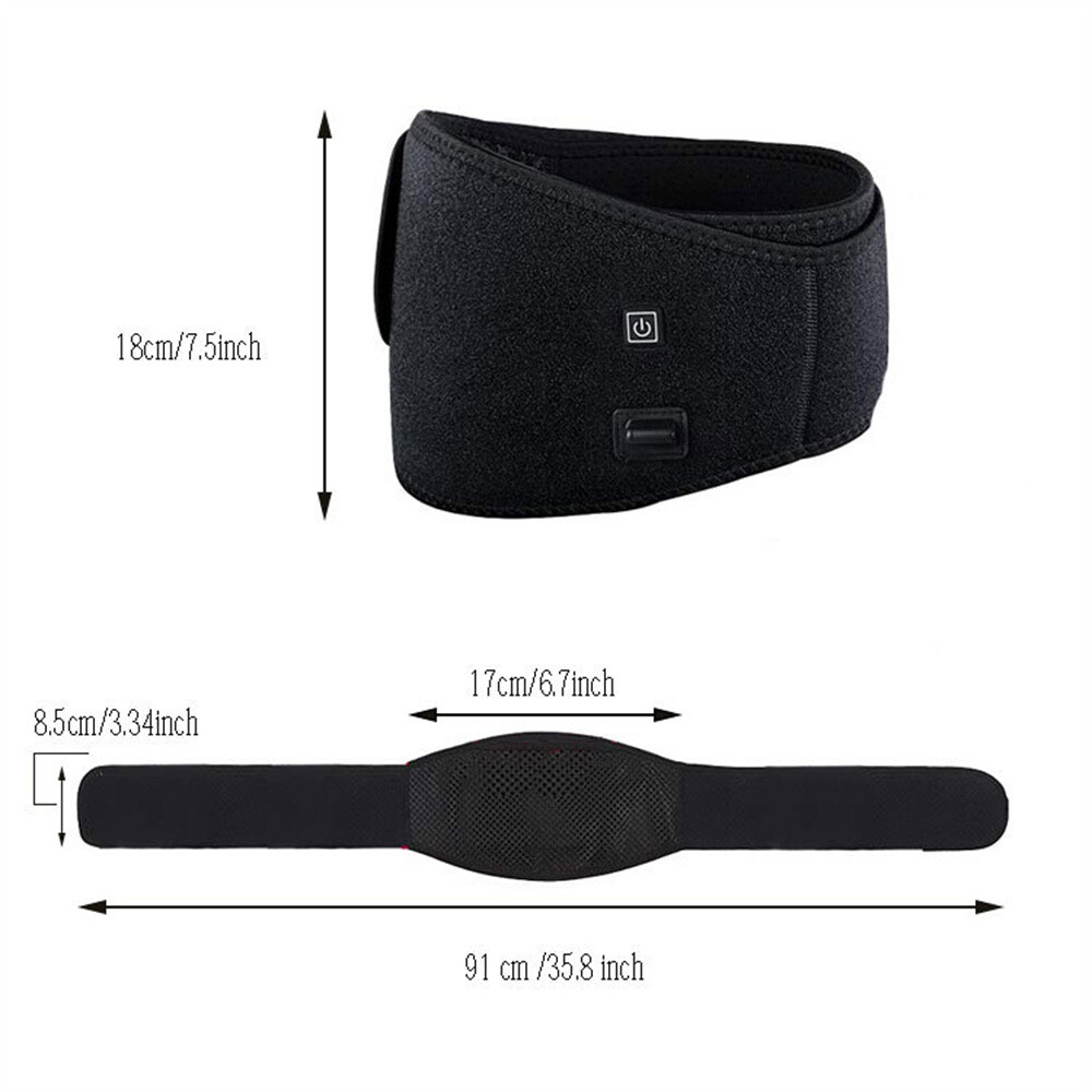 Heating Pad Lumbar Waist Support Brace Belt Lower Back Pain Relief for Men Women