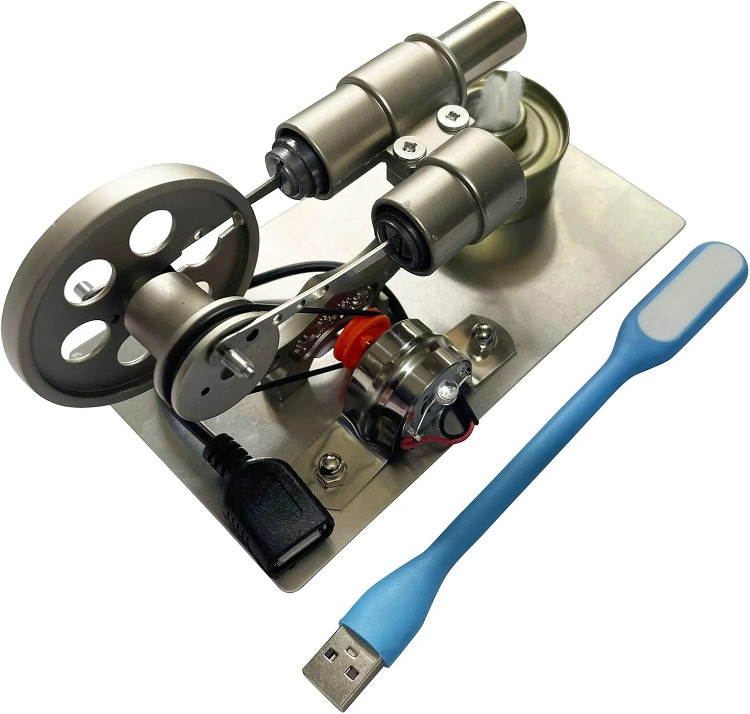 Hot Air Stirling Engine Motor Model,Stirling Engine Kit, Single-Cylinder Metal S