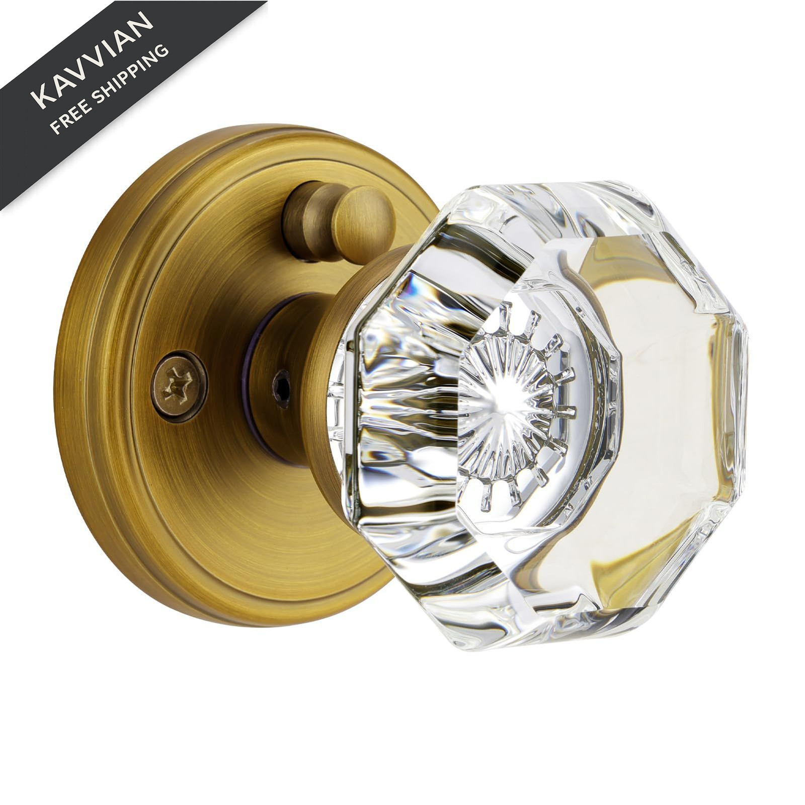 CLCTK Antique Brass Door Knobs Glass Interior with