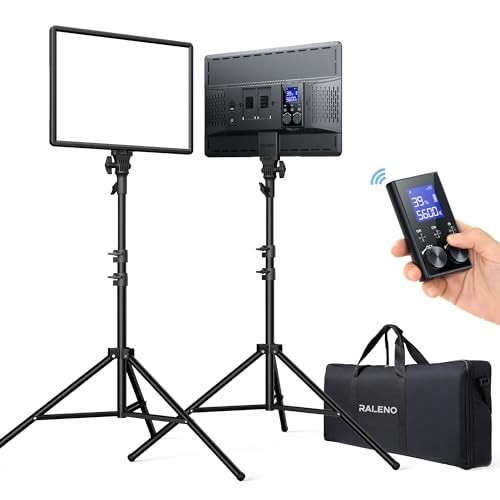 LED Video Panel Light, 2-Pack 18" 45W Photography Lights with 78'' Stand &